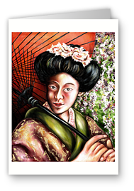 greeting card, artistic greeting card, stylish greeting car, birthday card, valentine card, christmas card, fine art greeting card, gift idea, unique greeting card, artist original greeting card, gift card, cool gift card,  Japanese art greeting card, asian taste greeting card, Japanese taste green card, Japanesque, Japanese art gift card,geisha, Japaense woman, Japanese traditional woman, maiko, kimono 