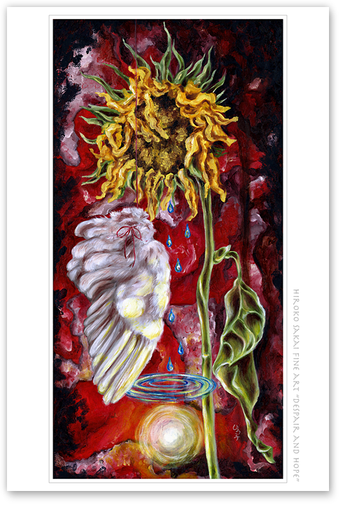 greeting card, greeting cards, artist original artwork greeting card, art for sale online, cool greeting cards, season greetings, gift, cards, for facebook, contemporary art, fine art greeting cards,  best selling greeting cards, Hiroko Sakai, modern art for sale, online art galleries, original art,greeting cards for sale, San Francisco art, something cool, unique greeting cards, where to buy art online, house warming gift, print on demand, gift idea, artistic gift,  Japanese artist artwork, home decoration idea, cool postcards, stylish greeting card,birthday card, valentine card, christmas card,surrealism art postcard, emotion , sun flower, dead sun flower, wing, broken wing, tears, water, hope, despair and hope, light, life, red