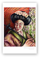 post card, artistic post card, stylish greeting car, birthday card, valentine card, christmas card, fine art post card, gift idea, unique post card, artist original post card, gift card, cool gift card,  Japanese art post card, asian taste post card, Japanese taste post card, Japanesque, Japanese art gift card,geisha, Japaense woman, Japanese traditional woman, maiko, kimono 