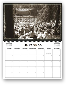 cool photography calendar, cool calendar, black and white calendar, black and white photography calendar, sepia photography, best selling calendar, artistic calendar, San Francisco calendar, stern grove concert, summer, concert in woods, san francisco opera, large size calendar