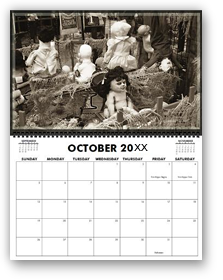 cool photography calendar, cool calendar, black and white calendar, black and white photography calendar, sepia photography, best selling calendar, artistic calendar, San Francisco calendar, season event, halloween, display, spooky kids, large size calendar