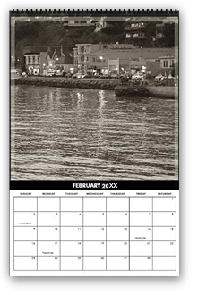 cool photography calendar, cool calendar, black and white calendar, black and white photography calendar, sepia photography, best selling calendar, artistic calendar, San Francisco calendar, Sausalito, dusk at sausalito, ocean, bay, night view