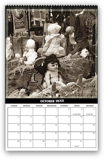 cool photography calendar, cool calendar, black and white calendar, black and white photography calendar, sepia photography, best selling calendar, artistic calendar, San Francisco calendar, season event, halloween, display, spooky kids