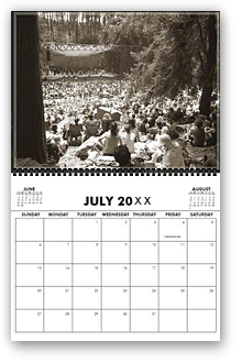 cool photography calendar, cool calendar, black and white calendar, black and white photography calendar, sepia photography, best selling calendar, artistic calendar, San Francisco calendar, stern grove concert, summer, concert in woods, san francisco opera