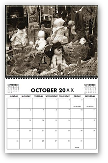 cool photography calendar, cool calendar, black and white calendar, black and white photography calendar, sepia photography, best selling calendar, artistic calendar, San Francisco calendar, season event, halloween, display, spooky kids