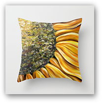 Hiroko Sakai original, something cool, throw pillow, interior decoration, sun flower pillow, sun flower print, sun flower goods, artist original, contemporary artist, artistic gift, gift for art lovers, cool gift, home decoration, sun flower