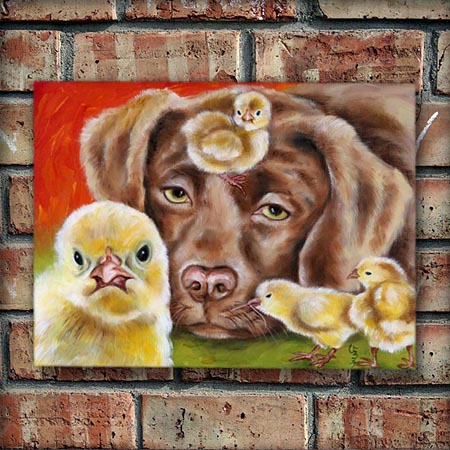 art for sale online, artist original oil paintings, buy art online, buy artist original artwork online, cool artwork, cool art, cool to share on facebook, contemporary art, Hiroko Sakai, modern art for sale, online art galleries, original art, original paintings, original oil paintings, original oil paintings for sale, oil painting, oil paintings, paintings for sale, paintings for sale online, San Francisco art, something cool, unique art, art to invest on, house warming gift, top contemporary artist, popular, best selling art,humorous, funny art, funny painting, funny dog painting, cute dog painting, animal painting, animal love, dog painting, retriever, chick painting, dog babysit chick, love, babysitter, patience